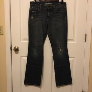 EUC NY&Co distressed low rise bootcut jeans